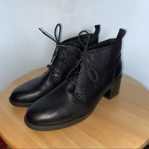 black leather booties